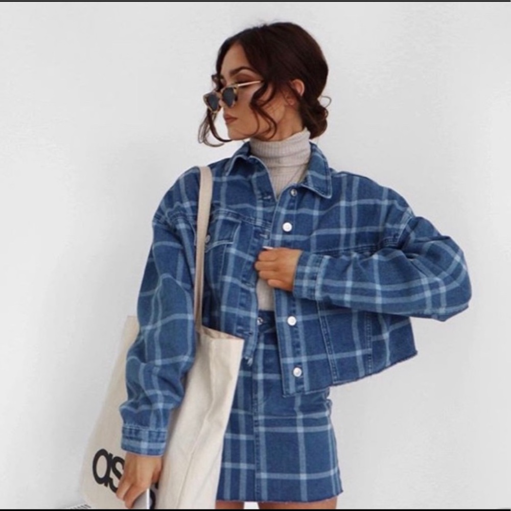 Denim skirt and denim jacket